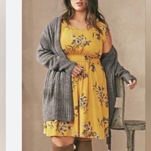 Torrid Yellow Floral Sleeveless Dress 0X